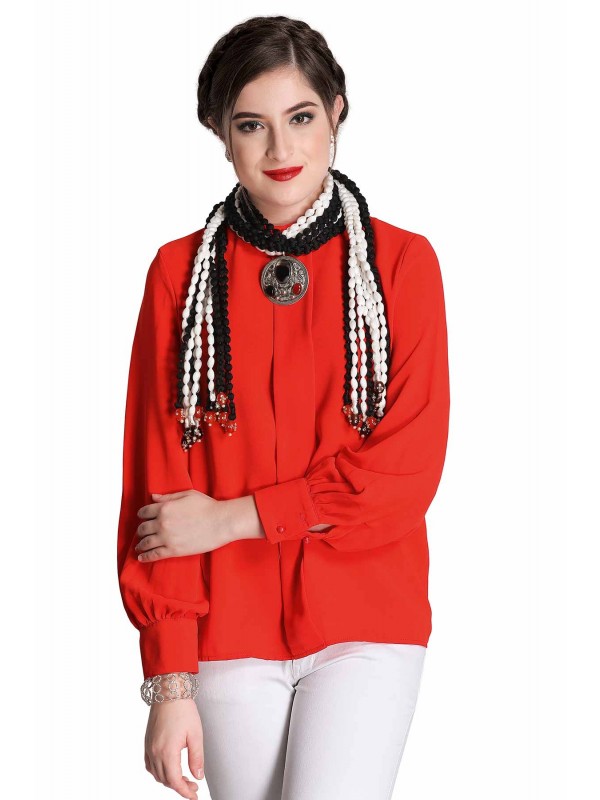 Caressa By Zenitex Black And White Yarn Necklace With Silver Pendant And Colourful Beads