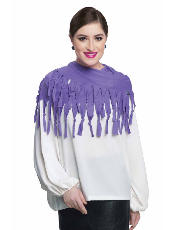 Caressa By Zenitex Purple Cotton Lycra Fringe Infinity T-Shirt Scarf 