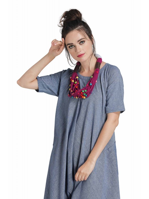 Caressa By Zenitex Magenta Cotton Lycra Necklace
